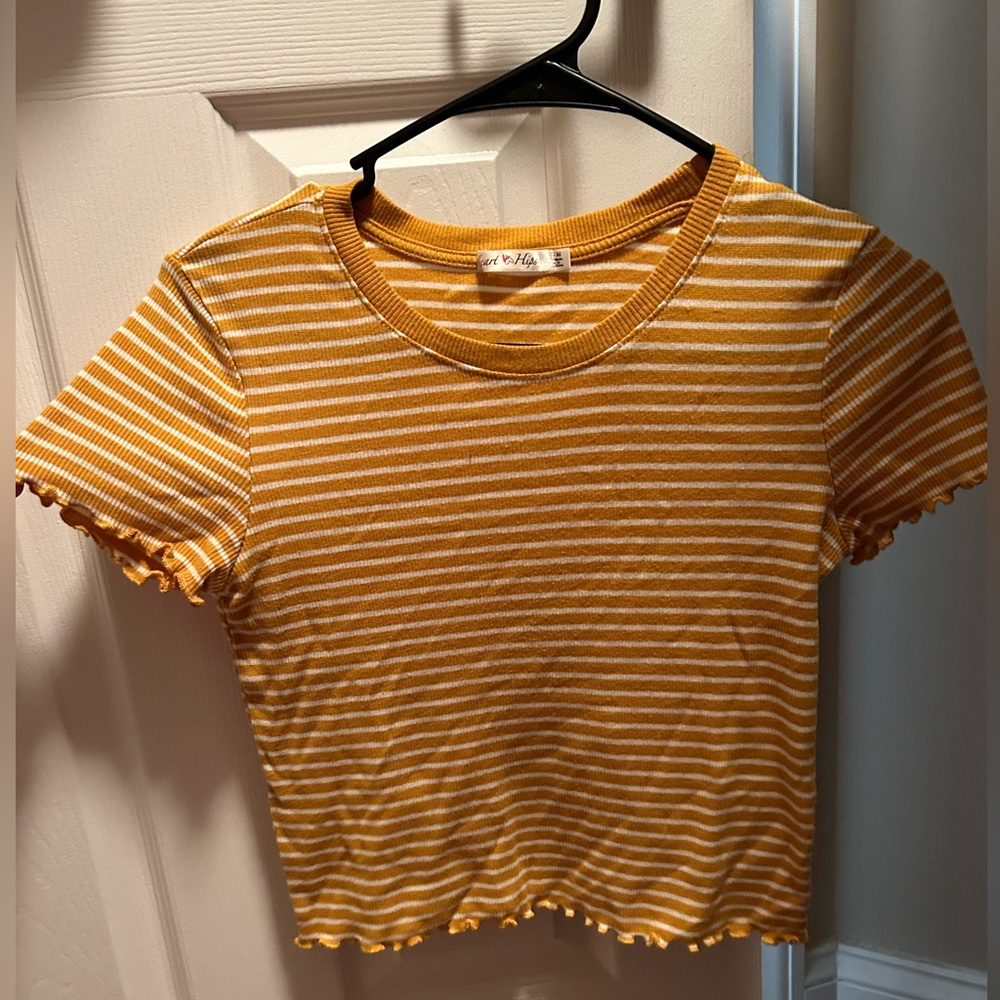 Cropped Yellow Striped Shirt
